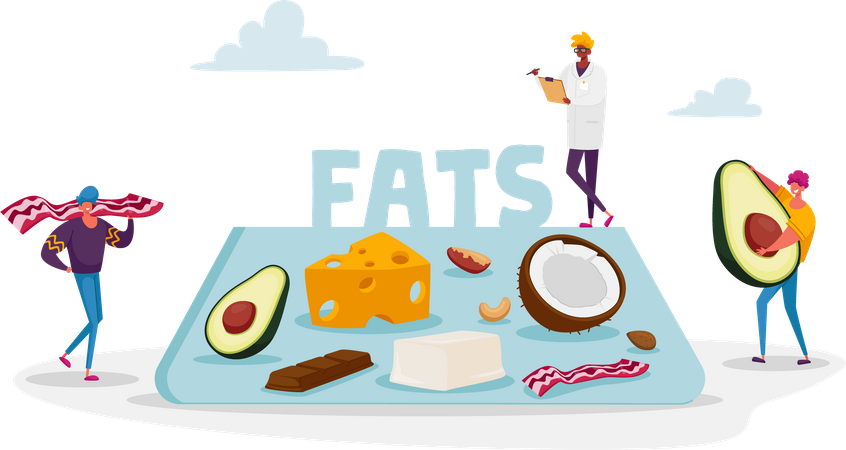 Doctor suggesting food which is low in fats  Illustration