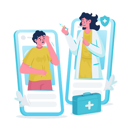 Doctor suggesting medicine online  Illustration