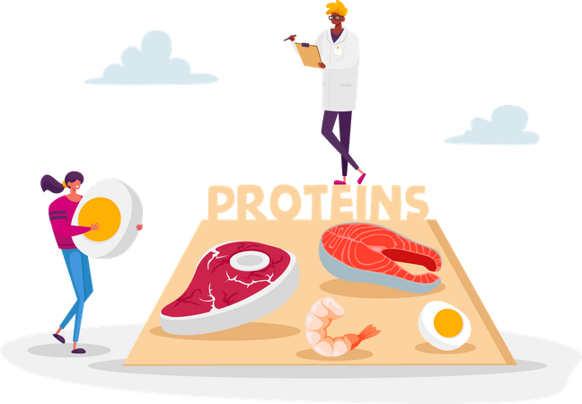 Doctor suggesting protein rich food  Illustration