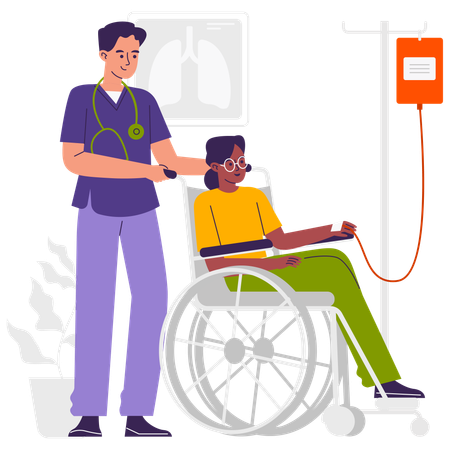 Doctor support patient for Blood Transfusion  Illustration