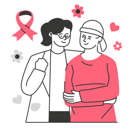 Doctor Supporting Breast Cancer Patient  Illustration