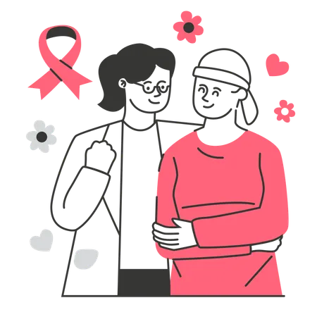 Doctor Supporting Breast Cancer Patient  Illustration