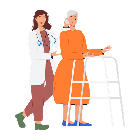 Doctor take caring Elderly woman  Illustration