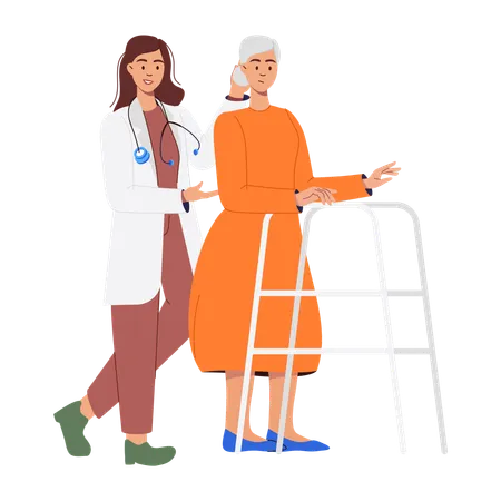 Doctor take caring Elderly woman  Illustration