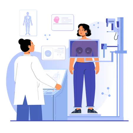 Doctor taking breast x-ray report of patient  Illustration