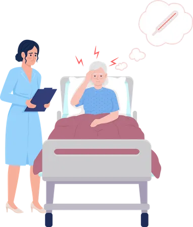 Doctor taking care of patient with fever Illustration