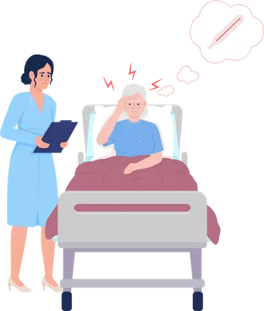 Doctor taking care of patient with fever  Illustration