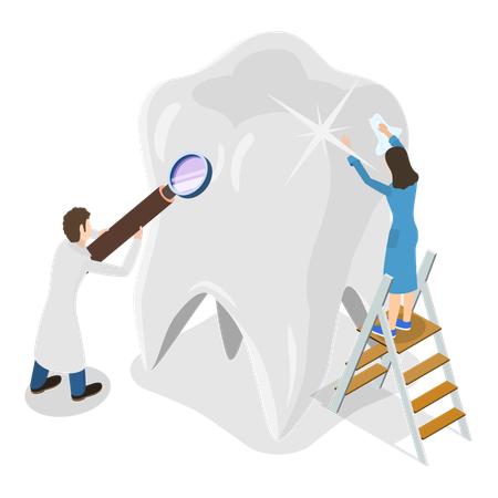 Doctor taking care of tooth  Illustration