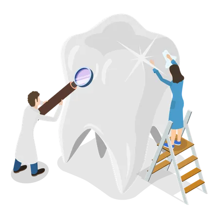 Doctor taking care of tooth  Illustration