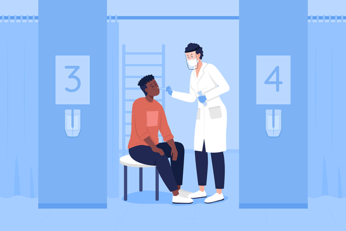 Doctor taking covid test sample  Illustration