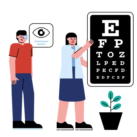 Doctor taking Eye test of patient  Illustration