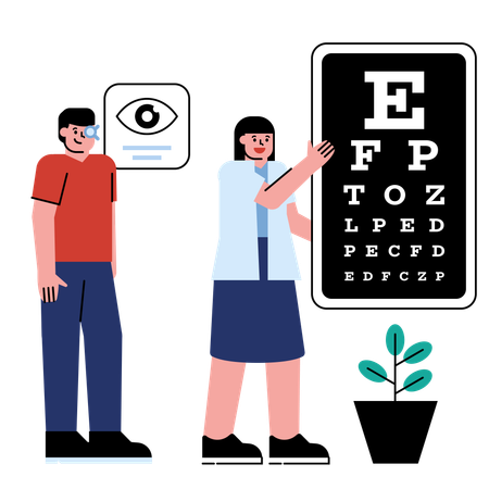 Doctor taking Eye test of patient  Illustration