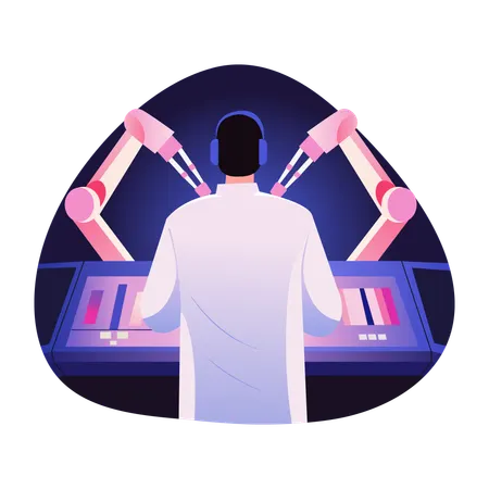 Doctor taking help from ar surgery robots  Illustration