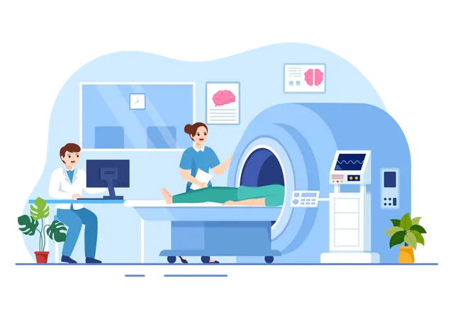Doctor taking MRI scan  Illustration