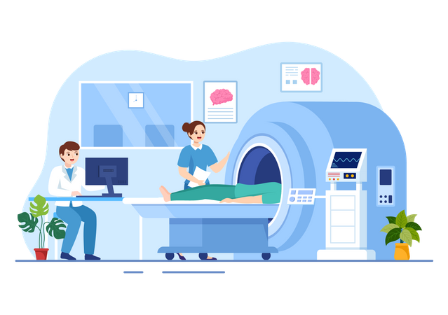 Doctor taking MRI scan  Illustration