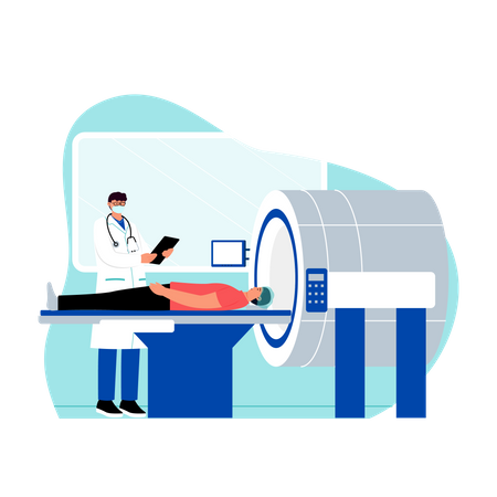 Doctor check  patient's ct scan report Illustration