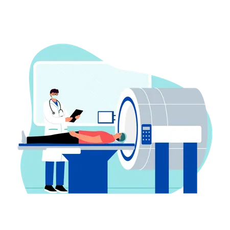 Doctor check  patient's ct scan report Illustration