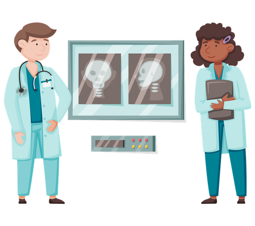 Doctor talking about xray report  Illustration
