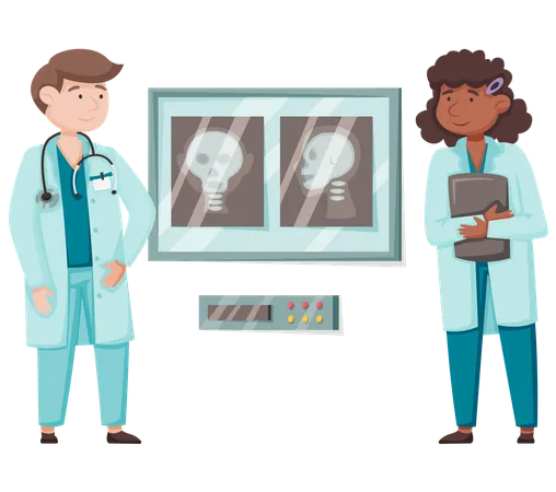 Doctor talking about xray report  Illustration