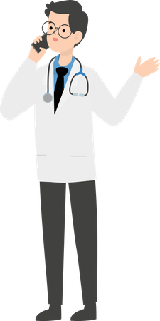 Doctor talking on phone  Illustration