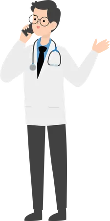 Doctor talking on phone  Illustration