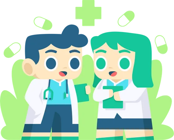 Doctor talking with nurse Illustration