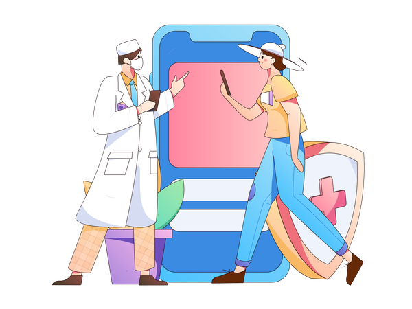 Doctor talking with patient about medical insurance  Illustration