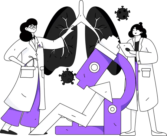 Doctor team doing lungs checkup  Illustration