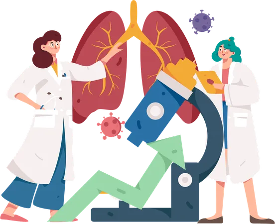 Doctor team doing lungs checkup  Illustration