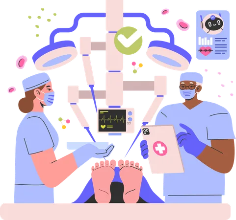 Doctor team doing surgery inside ICU with help of a robotic machine  Illustration