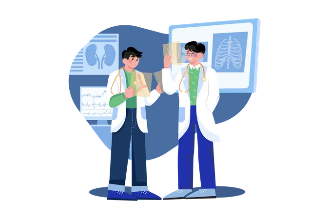 Doctor team doing x-ray analysis  Illustration