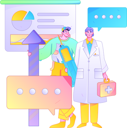 Doctor team giving medical presentation  Illustration