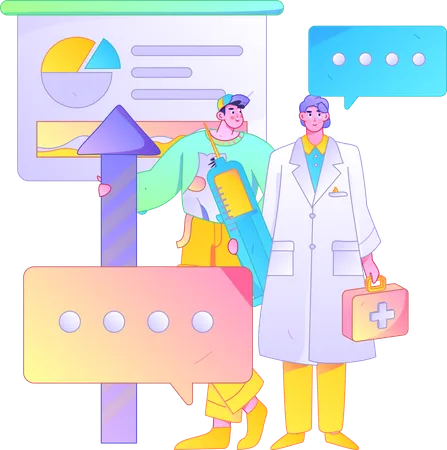 Doctor team giving medical presentation  Illustration