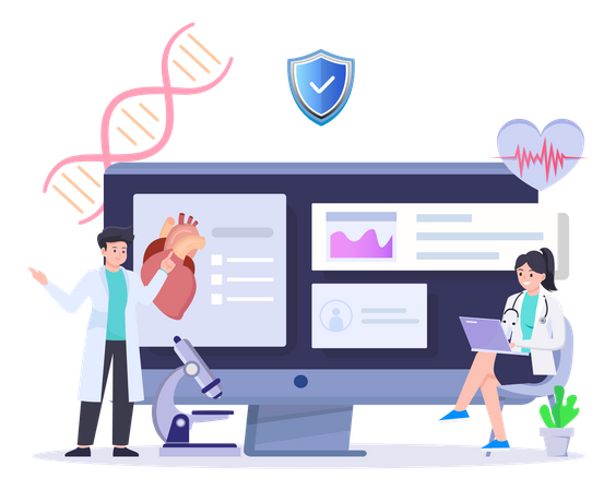 Doctor Team Researching New Treatments At Medicine Laboratorium  Illustration