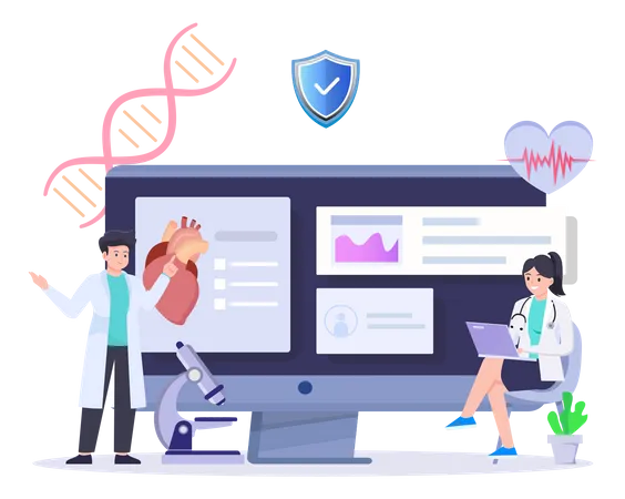 Doctor Team Researching New Treatments At Medicine Laboratorium  Illustration