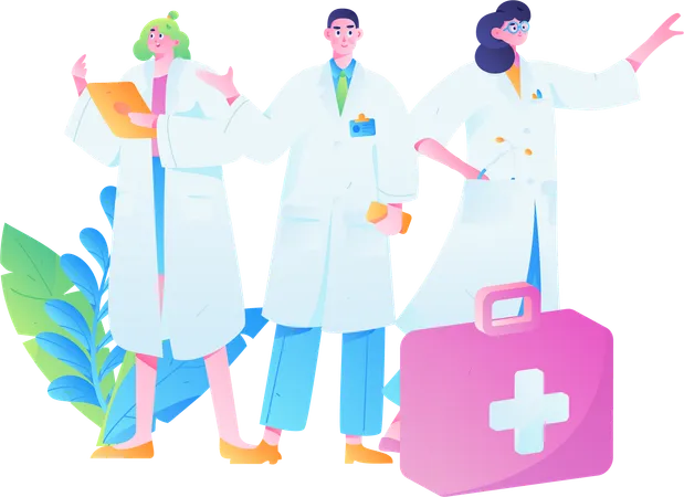 Doctor team working in covid pandemic  Illustration
