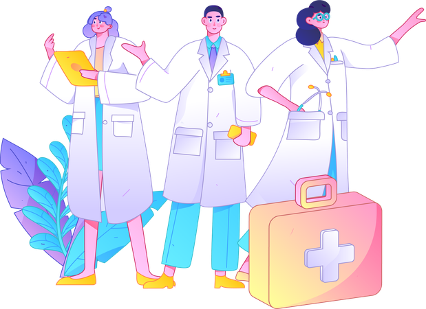 Doctor team working in covid pandemic  Illustration