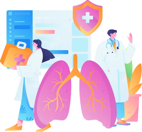 Doctor team working on lungs infection  Illustration