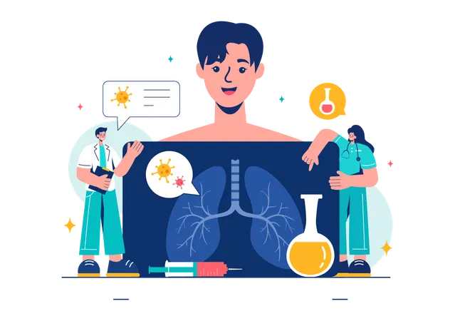 Doctor team working on lungs infection  Illustration