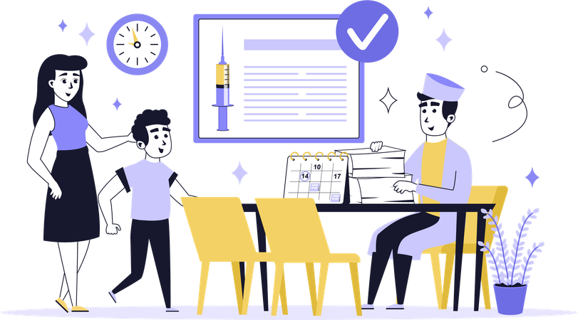 Doctor telling about child healthcare  Illustration
