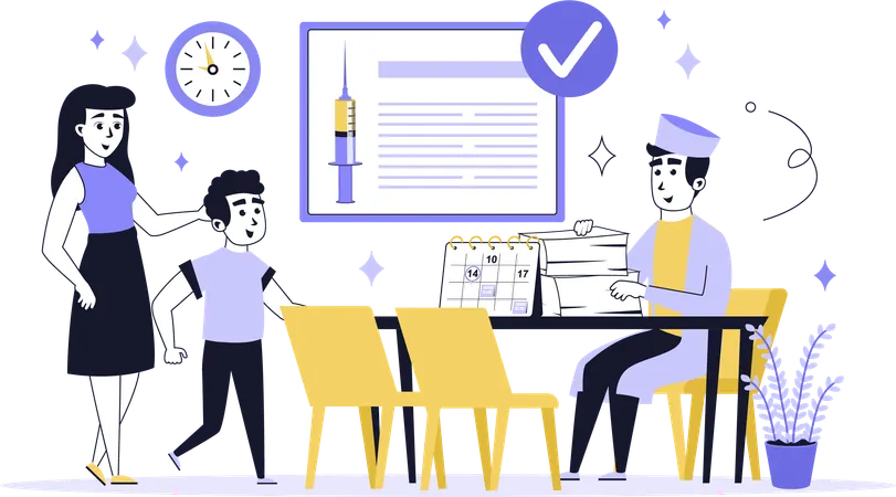 Doctor telling about child healthcare  Illustration