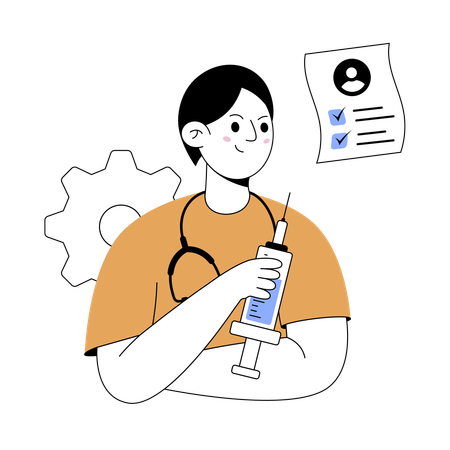 Doctor telling about evidence based medicine  Illustration