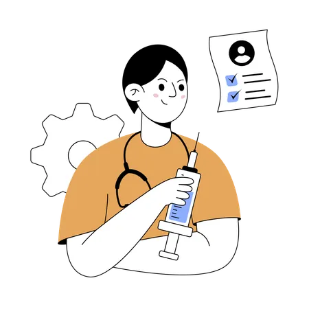Doctor telling about evidence based medicine  Illustration