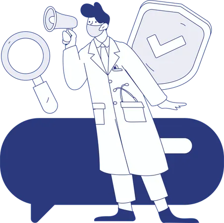 Doctor telling about medical Coverage Policy  Illustration