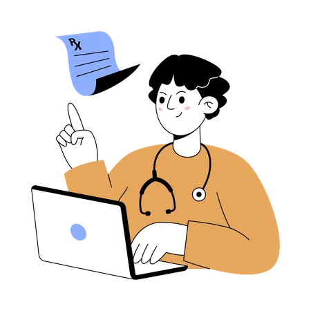 Doctor telling about medical scribe  Illustration