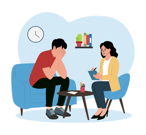 Doctor telling about mental health care  Illustration