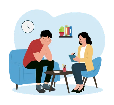 Doctor telling about mental health care  Illustration