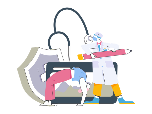 Doctor telling about physical fitness  Illustration