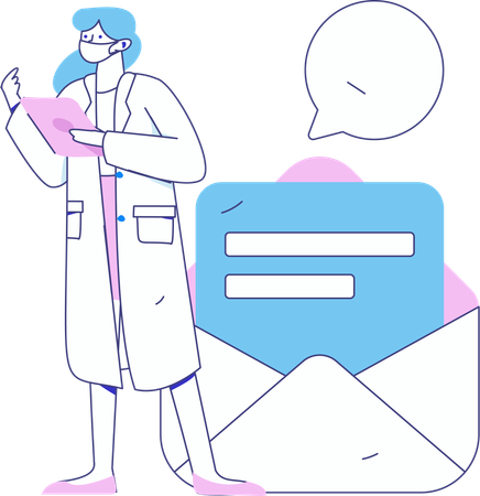 Doctor telling about prescription meds  Illustration