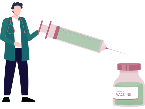 Doctor telling about virus vaccine  Illustration